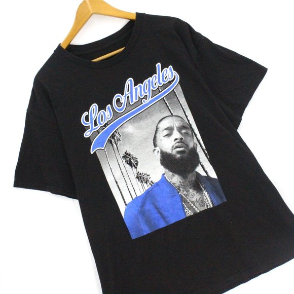 Vintage Nipsey Hussle T-Shirt Black Short Sleeve Crewneck Big Graphic Logo Sz XL - Picture 2 of 8
